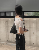 Chyuleu One-Shoulder Unbalanced Shirring Tee
