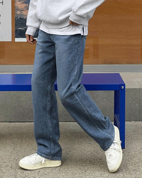 【MODERNIF】Pia semi-wide denim pants modernif (モダンイフ) - ピアセミワイドデニムパンツ / Pia