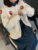 Gella flower embroidery knit cardigan