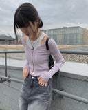 Lilac Slim Ribbed Crop Cardigan