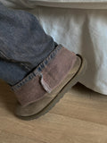 Drain brushed washed denim pants