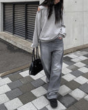 It Gray Washed Denim Wide Pants