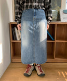 Hash Slit Denim Long Skirt