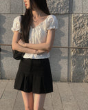 Perfume Shirring Off Short Sleeve Blouse