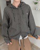 Heiki Pocket String Check Hood Shirt