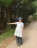 Ekiro banding pin tuck denim pants