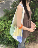 Hari Check Patch Ribbon Big Shoulder Bag