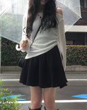 Jea Summer Long Sleeve Off Shoulder See Through Shirring T-Shirt