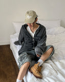 American Flag Pigment Knit Hood Zip-Up