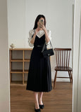 Yuloy Unbalanced Wrap Pleated Banding Long Skirt