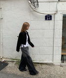 Yorkin gradient stitch wide denim pants