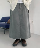 Kiomi slit cotton long skirt