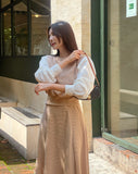 Chocolate Layered Knit Long Skirt Two-Piece
