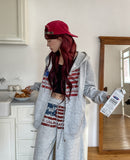 America Crop Hooded Zip-Up