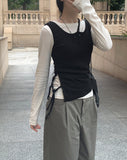 Denny Pintuck Wide Cotton Pants