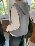 Egelli Cable Button Hood Knit Vest