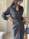 Rislow Collar Shirt Wrap Dress