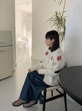 Gella flower embroidery knit cardigan