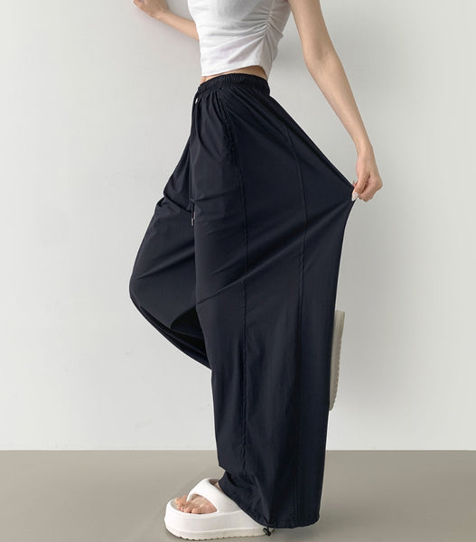 90s~00'S Adidas nylon pants, rustling pants, men's XL size, vintage unclear black type Vintage Second Hand