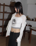 Aesthetics Printed Color Matching See-Through Long Sleeve T-Shirt