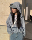 Muka nylon crop hood windbreaker