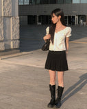 Perfume Shirring Off Short Sleeve Blouse