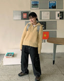 Eponde wool hachi half-zip collar knit