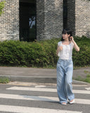 Aker Hood Washing Wide Denim Pants