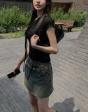 Fuse Ribbon Strap Off Shoulder T-Shirt