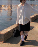 Rown black midi denim skirt