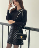 Lores Cubic Ribbon Boat Neck Knit