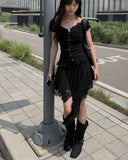Shuri Puff Lace Short Sleeve Blouse