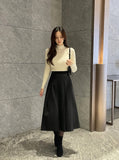 Milka Wool Brushed Pleats Long Skirt