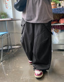 Hedind diagonal cargo wide pants