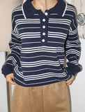 STRIPE COLLAR OVER KNIT