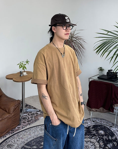 【SATIIIZ】Tenan Pigment Short-Sleeved T-Shirt UUL Pigment Short-Sleeved T-Shirt - satiiiz