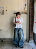 Henville Washing Denim Balloon Wide Pants