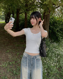 Slew Ribbon Back Silt Strap Short Sleeve T-Shirt