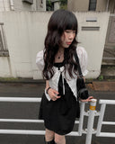 Anne Ribbon Puff Short Sleeve Blouse