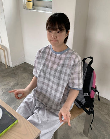 Yoha Color Matching Check Short Sleeve Tee