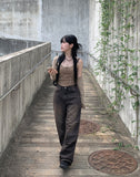Hako Sand Washing Pintuck Wide Pants