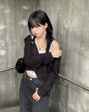 Feather Black Blue Wide Denim Pants