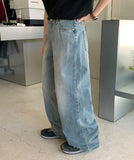 Gomibe Washed Denim Wide Pants
