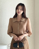 Charlotte See-Through Collar Three Quarter Blouse