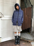 LETTERING STRIPE KNIT HOODIE
