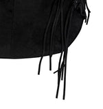 Suede Buckle Fringe Shoulder Bag