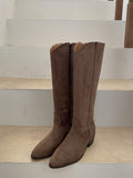 Sanded Suede Western Long Boots (5cm)
