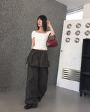 Aconi Ribbon Off-Shoulder Cropped T-Shirt