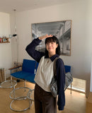 Henbo color matching half-zip crop sweatshirt