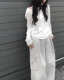Defen Hood String Long Sleeve T-shirt
